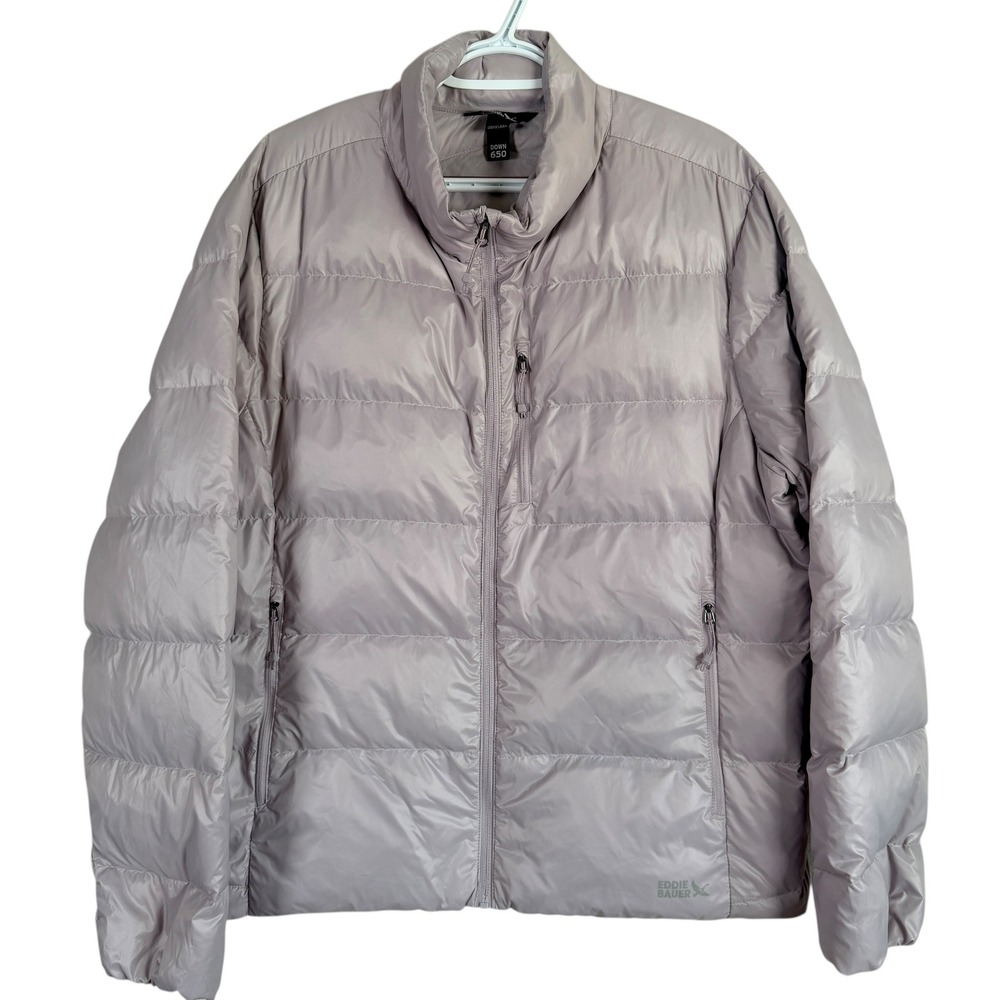 Eddie Bauer 650 Down Puffer Jacket Womens XXL Lavender Full Zip Quilted
